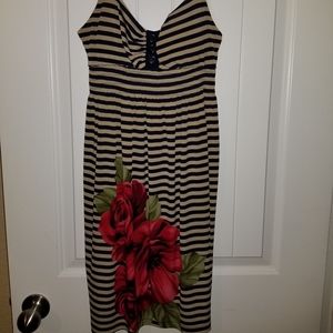 Tan/navy blue striped dress